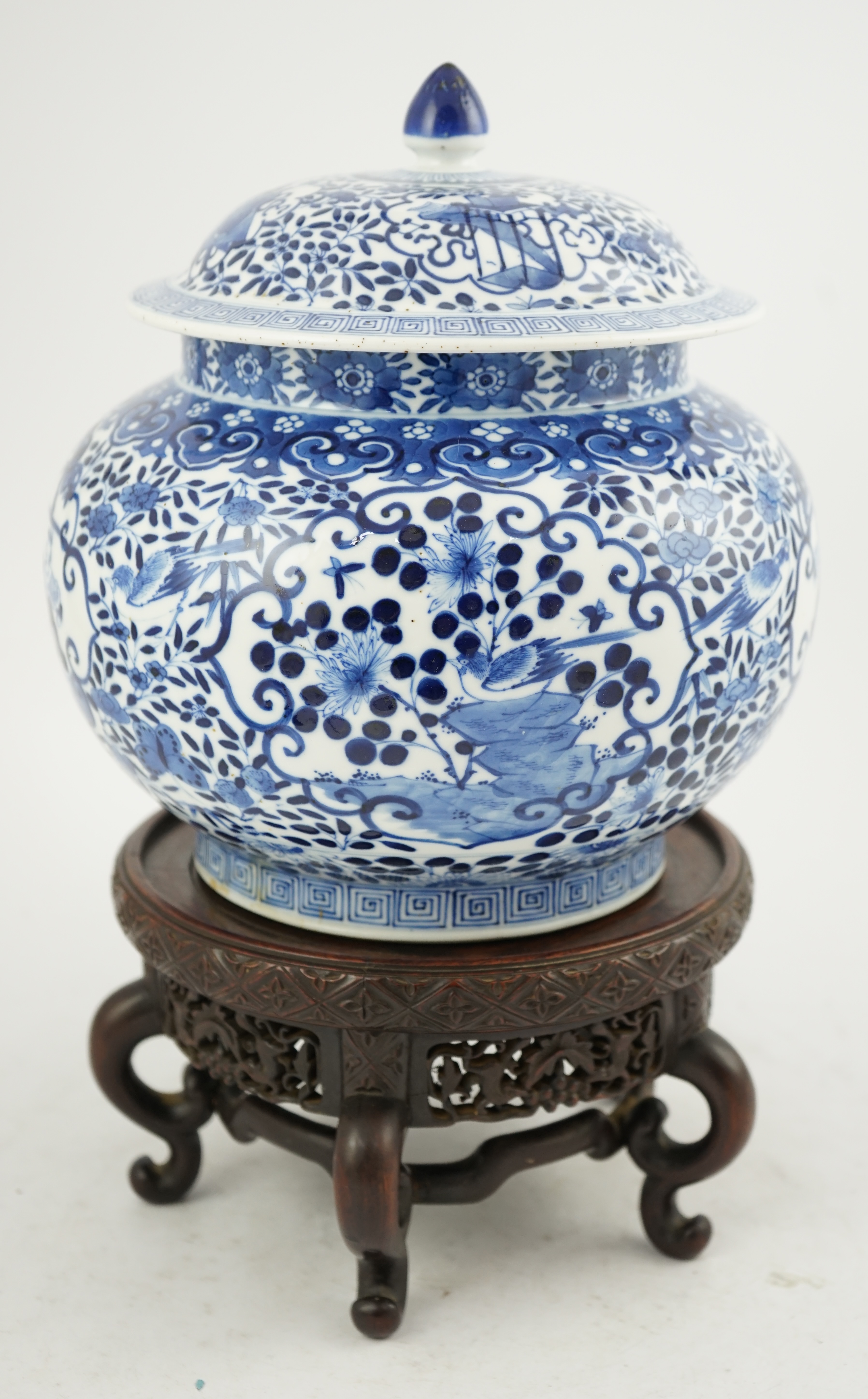 A Chinese blue and white jar and cover, Shunzhi mark but Guangxu period